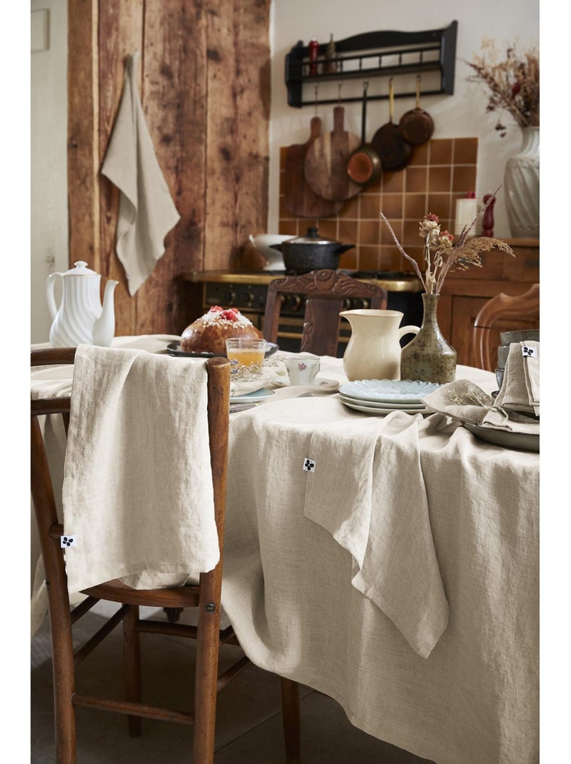Nappe Rectangle – Lin Lavé Français Luxe - Soline Beige naturel - Kiabi