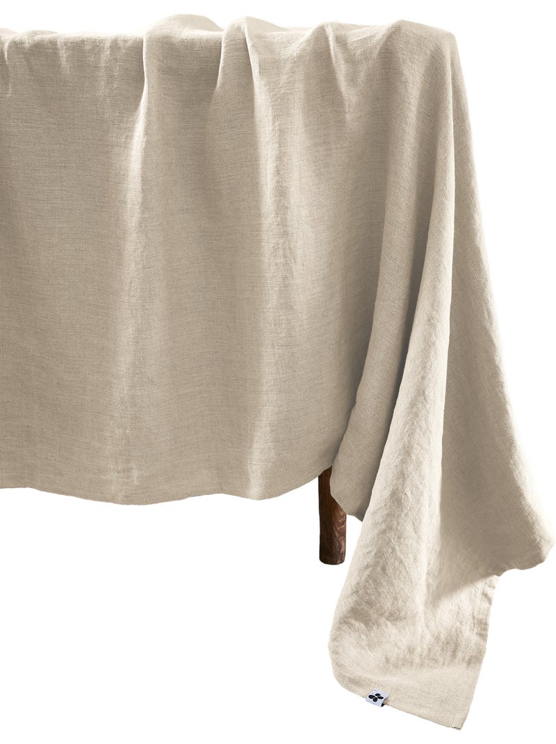 Nappe Rectangle – Lin Lavé Français Luxe - Soline Beige naturel - Kiabi