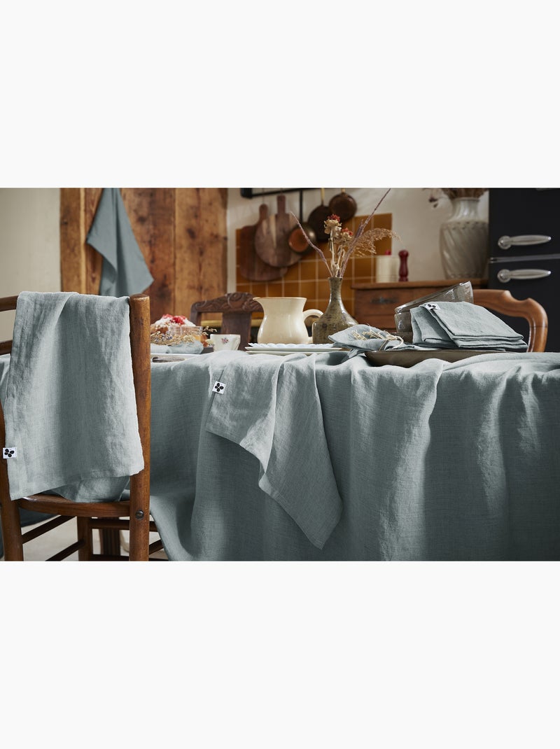 Nappe Rectangle – Lin Lavé Français Luxe - Soline Bleu - Kiabi