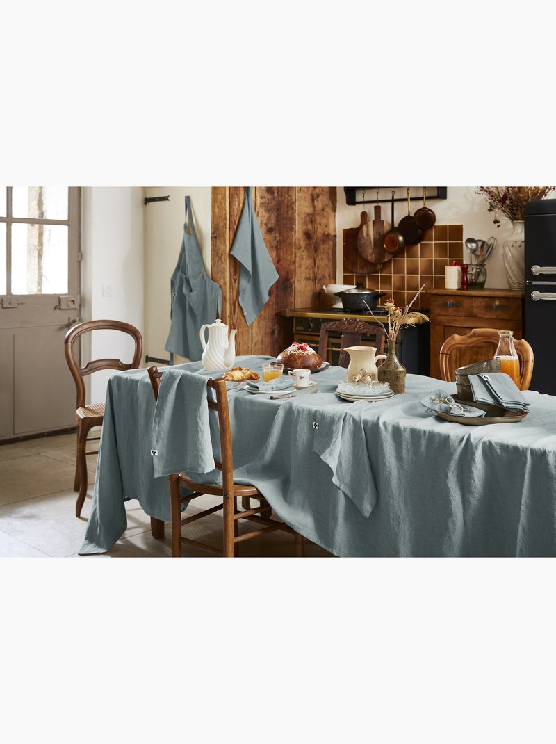 Nappe Rectangle – Lin Lavé Français Luxe - Soline Bleu - Kiabi