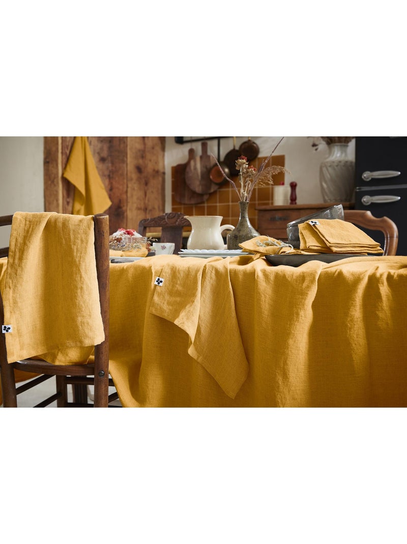 Nappe Rectangle – Lin Lavé Français Luxe - Soline Jaune - Kiabi