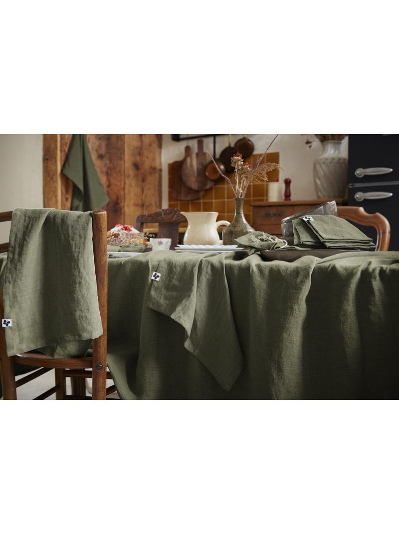 Nappe Rectangle – Lin Lavé Français Luxe - Soline Kaki - Kiabi