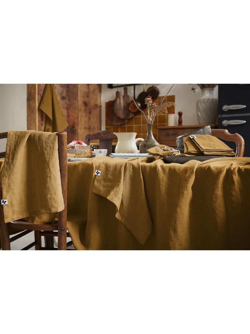 Nappe Rectangle – Lin Lavé Français Luxe - Soline Marron - Kiabi
