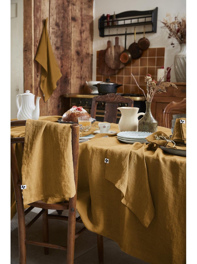 Nappe Rectangle – Lin Lavé Français Luxe - Soline Marron - Kiabi