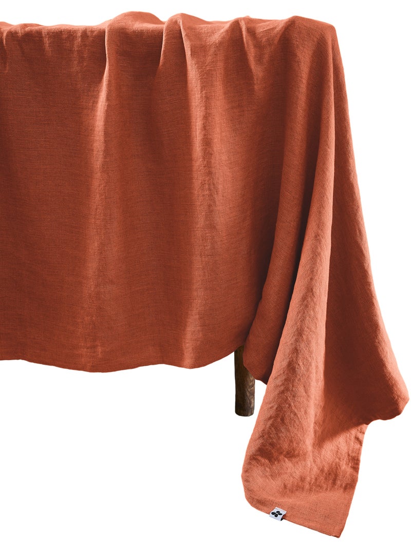Nappe Rectangle – Lin Lavé Français Luxe - Soline Orange - Kiabi