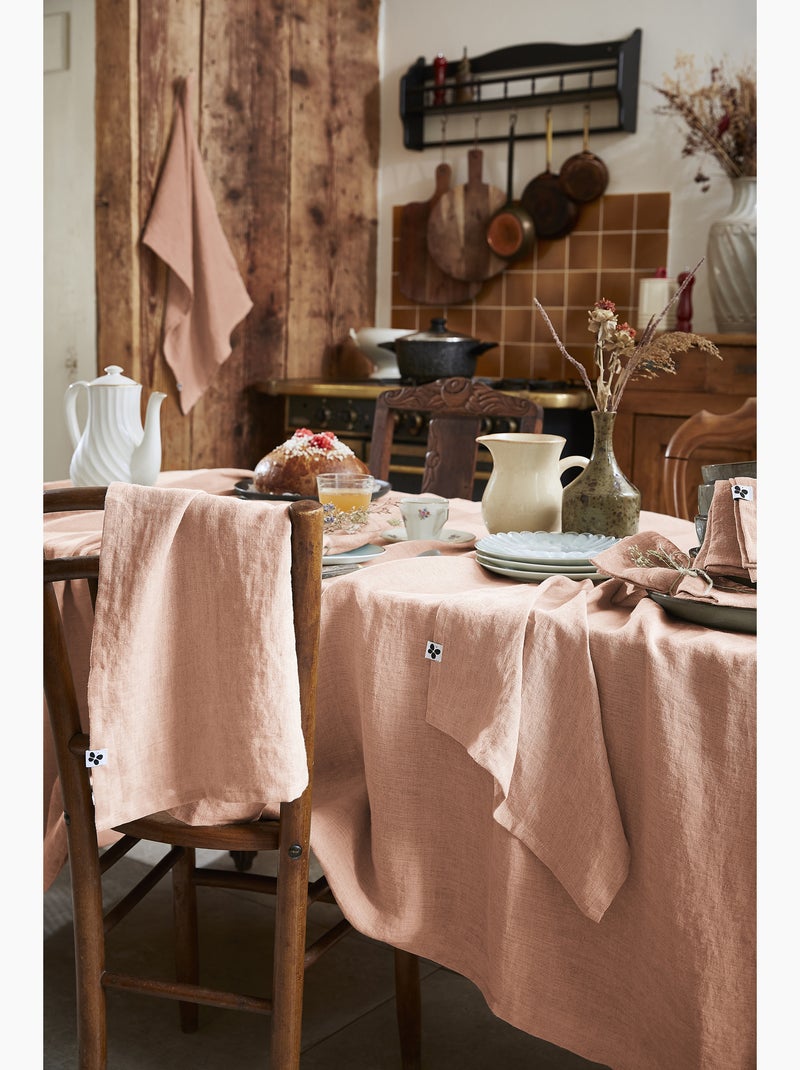 Nappe Rectangle – Lin Lavé Français Luxe - Soline Rose - Kiabi