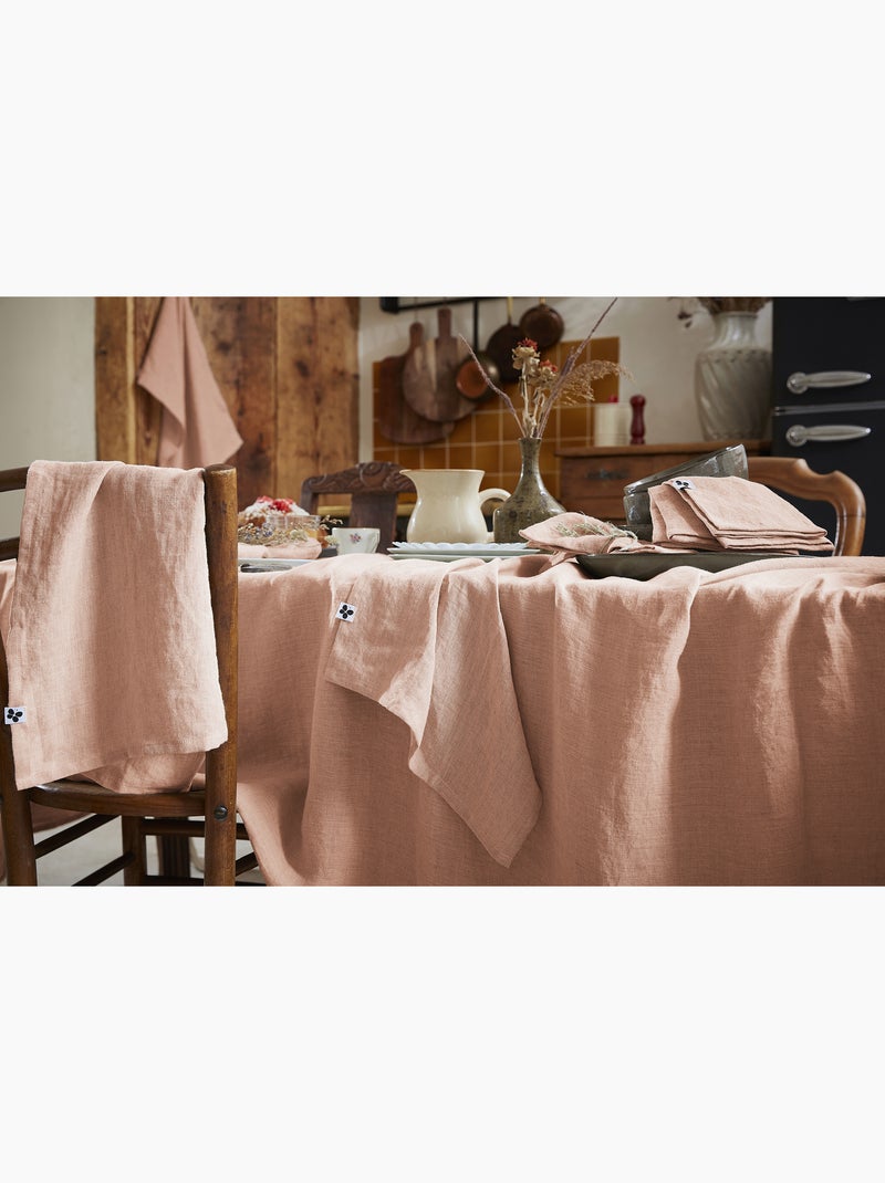 Nappe Rectangle – Lin Lavé Français Luxe - Soline Rose - Kiabi