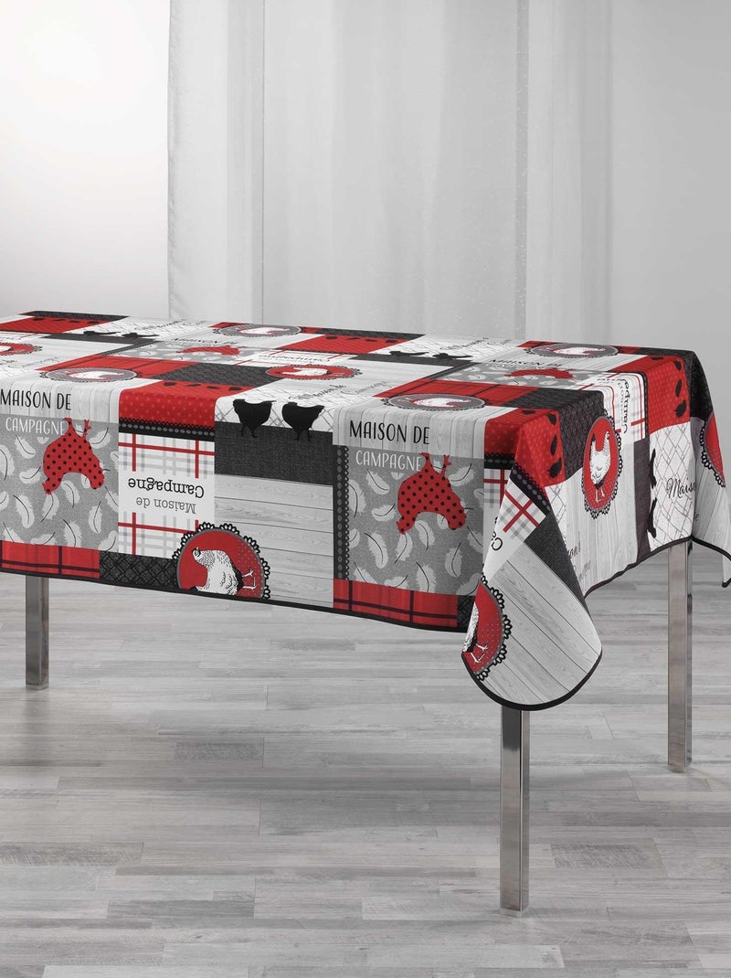 Nappe rectangle polyester Auberge des poules Rouge - Kiabi