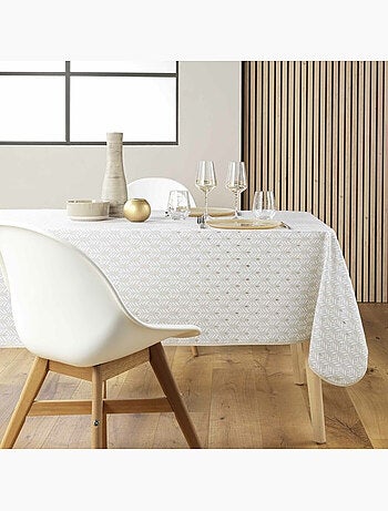 Nappe rectangle polyester imprime metallise