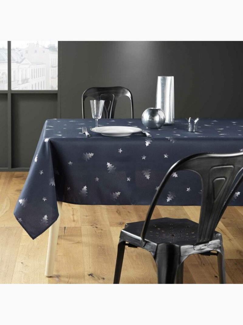 Nappe rectangle polyester imprime metallise Bleu Argenté - Kiabi