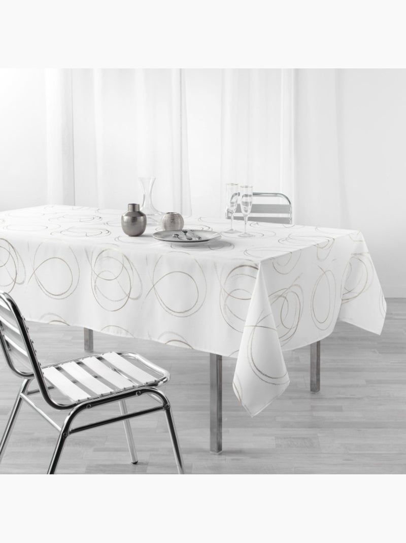 Nappe rectangle polyester imprimé metallisé Bully Blanc - Kiabi
