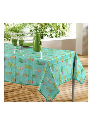 Nappe rectangle PVC Melo Cactus bleu 140x240cm