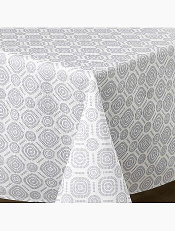 Nappe rectangulaire 140 x 240 cm – Polycoton imprimé effet lin Callis