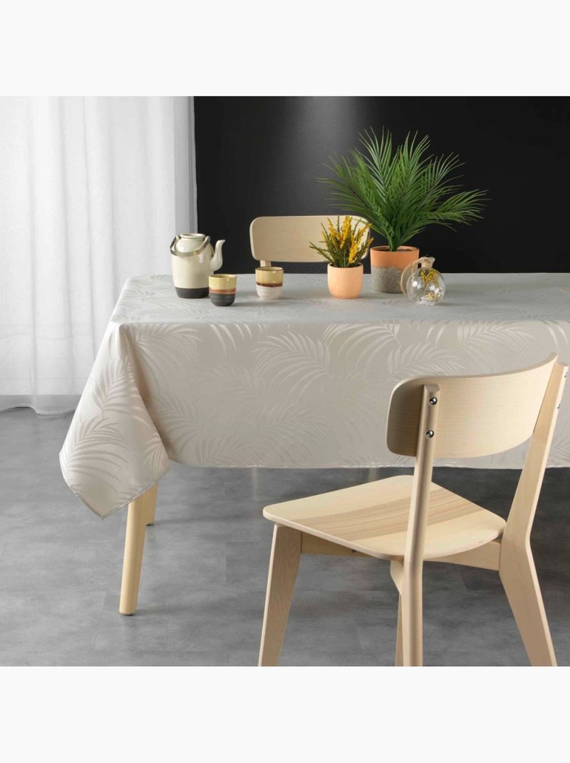 Nappe rectangulaire 140x240 antitache jacquard plumette Beige - Kiabi