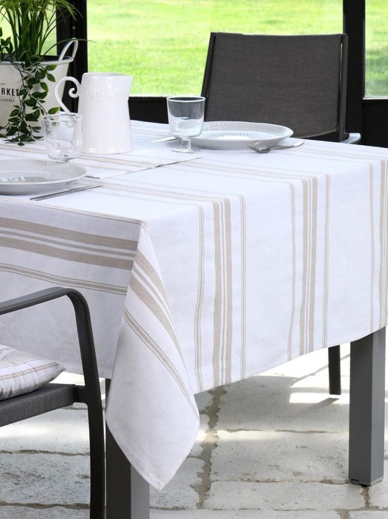 Nappe rectangulaire 140x240 cm Chaumont ficelle coton Beige - Kiabi