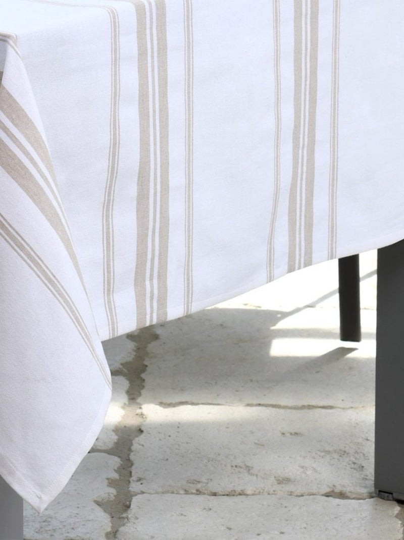 Nappe rectangulaire 140x240 cm Chaumont ficelle coton Beige - Kiabi