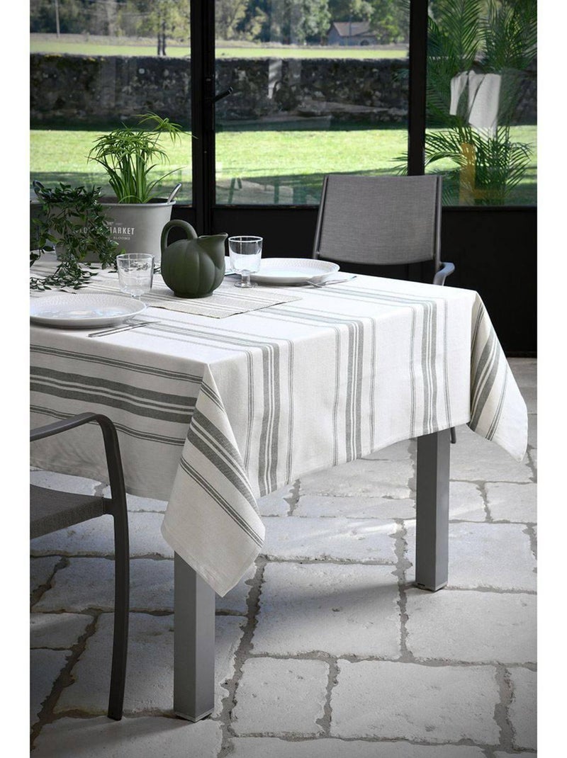 Nappe rectangulaire 140x240 cm Chaumont gris coton Gris - Kiabi