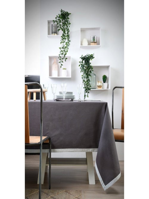 Nappe rectangulaire 140x240 cm Duo gris perle coton - Kiabi