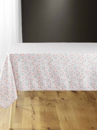 Nappe rectangulaire 140x240 cm Florelle corail microfibre