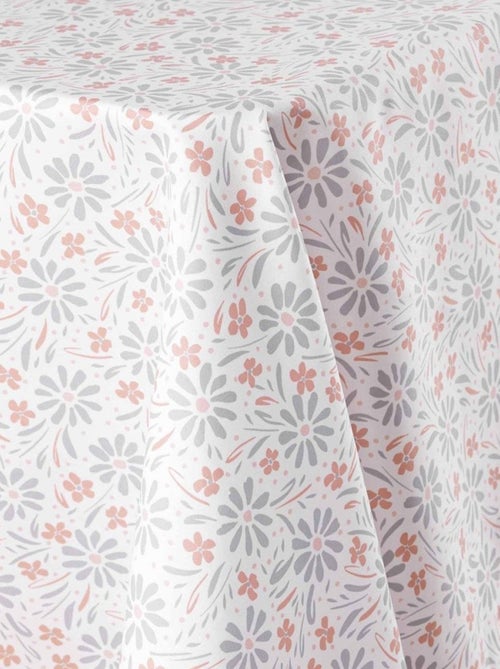 Nappe rectangulaire 140x240 cm Florelle corail microfibre - Kiabi