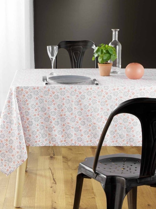 Nappe rectangulaire 140x240 cm Florelle corail microfibre - Kiabi