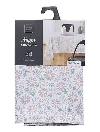 Nappe rectangulaire 140x240 cm Florelle taupe microfibre