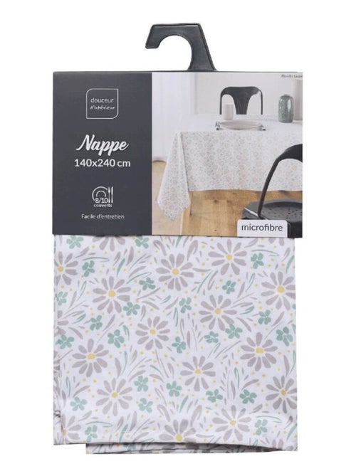 Nappe rectangulaire 140x240 cm Florelle taupe microfibre - Kiabi