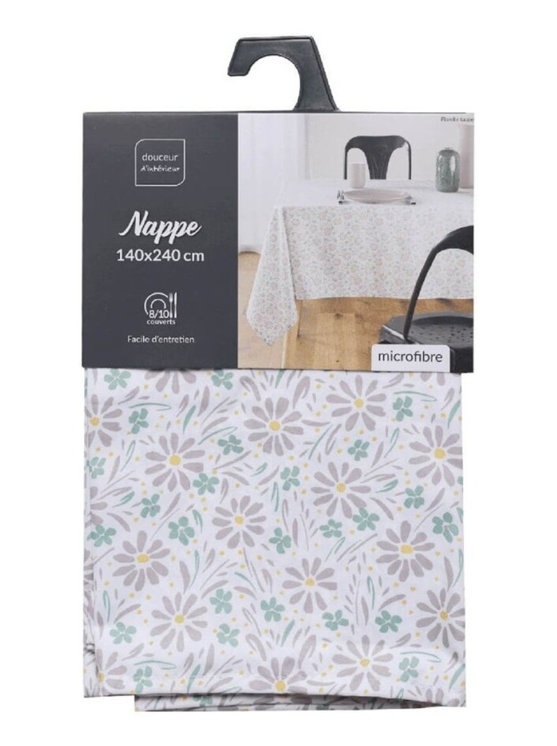 Nappe rectangulaire 140x240 cm Florelle taupe microfibre Blanc - Kiabi