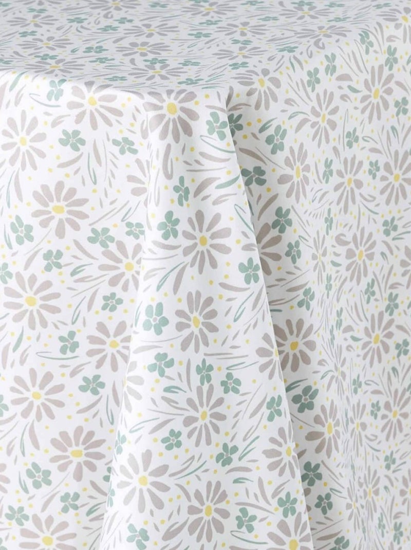 Nappe rectangulaire 140x240 cm Florelle taupe microfibre Blanc - Kiabi