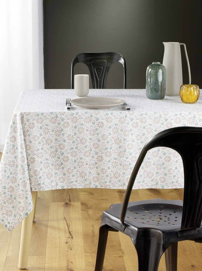 Nappe rectangulaire 140x240 cm Florelle taupe microfibre Blanc - Kiabi