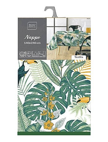 Nappe rectangle - Vert tropical - 140 x 240 cm - PVC