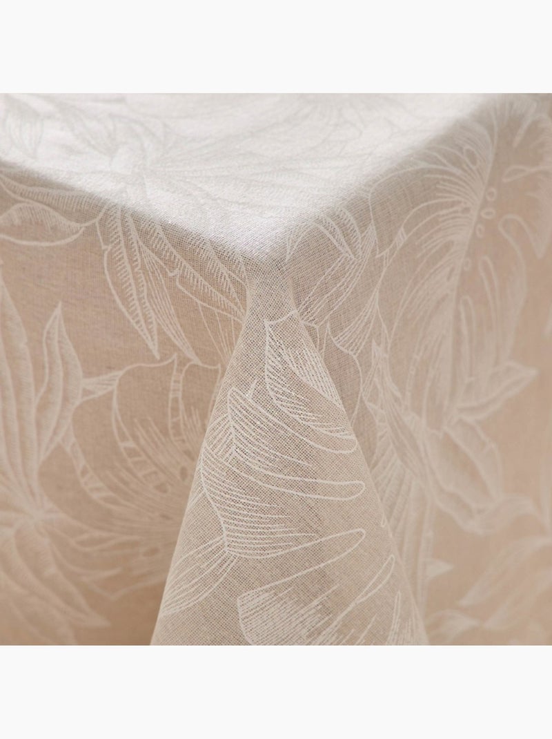 Nappe rectangulaire 140x240 imprimé effet lin lorenza Beige - Kiabi