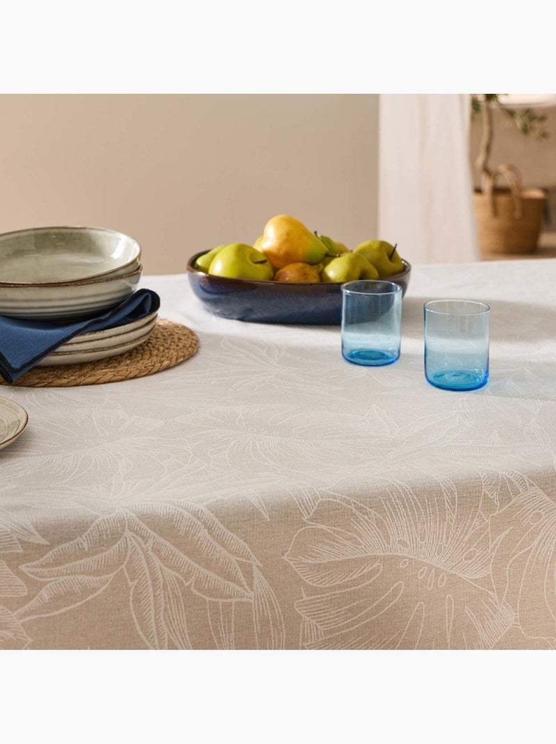 Nappe rectangulaire 140x240 imprimé effet lin lorenza Beige - Kiabi