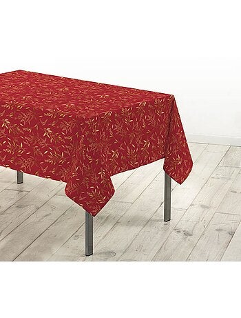 Nappe rectangulaire 140x240 imprimé métallisé rouge et or