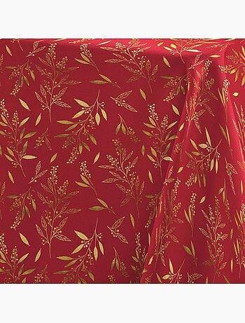 Nappe rectangulaire 140x240 imprimé métallisé rouge et or