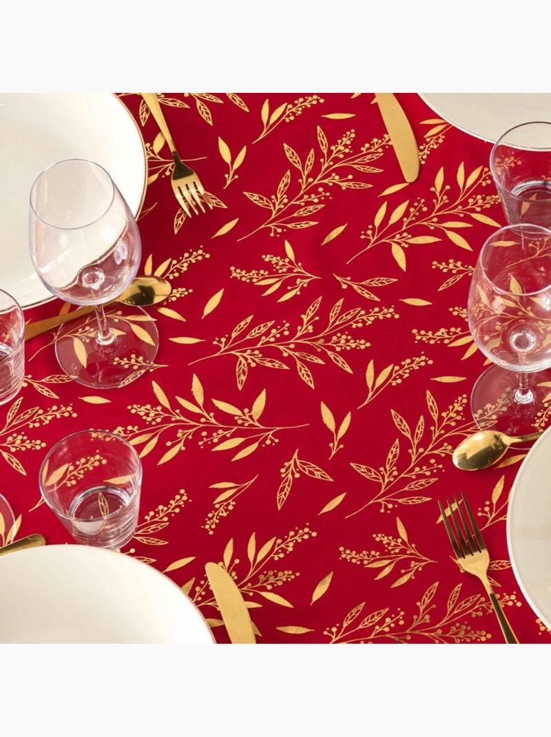 Nappe rectangulaire 140x240 imprimé métallisé rouge et or Rouge - Kiabi