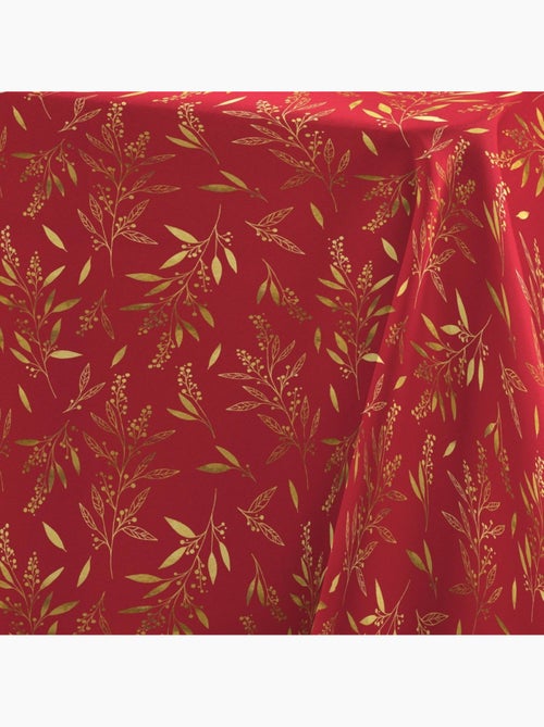 Nappe rectangulaire 140x240 imprimé métallisé rouge et or - Kiabi