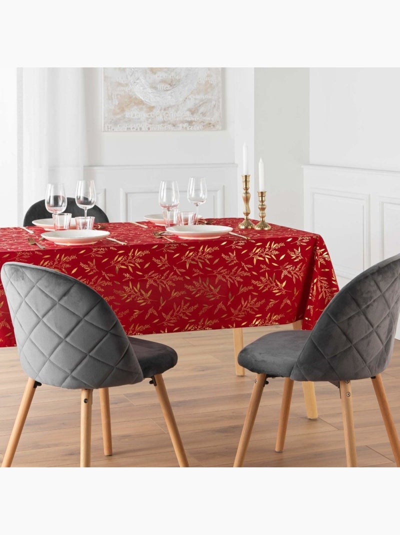 Nappe rectangulaire 140x240 imprimé métallisé rouge et or Rouge - Kiabi
