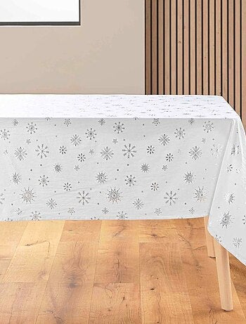 Nappe rectangulaire 140x240 imprimée flocons argentés
