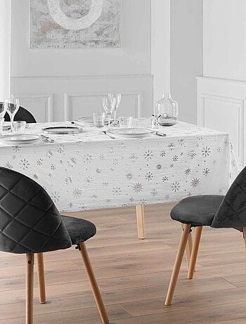 Nappe rectangulaire 140x240 imprimée flocons argentés