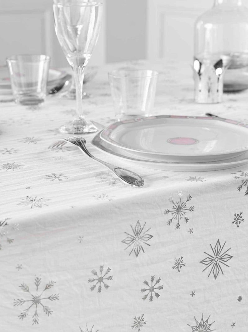 Nappe rectangulaire 140x240 imprimée flocons argentés Blanc - Kiabi