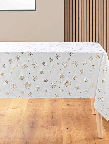 Nappe rectangulaire 140x240 imprimée flocons dorés