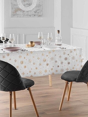Nappe rectangulaire 140x240 imprimée flocons dorés