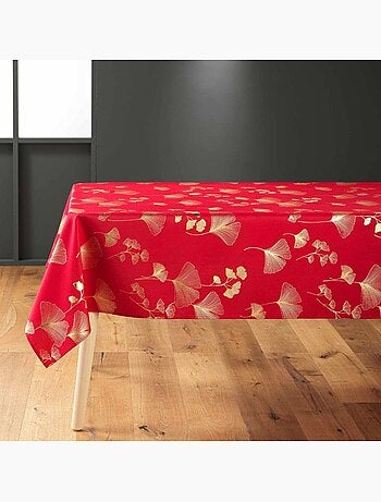 Nappe rectangulaire 150x240 antitache imprimé rouge et doré