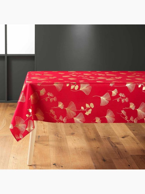 Nappe rectangulaire 150x240 antitache imprimé rouge et doré - Kiabi
