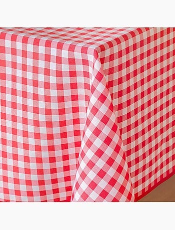 Nappe rectangulaire 150x240 antitache imprimé vichy rouge