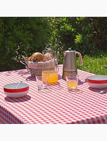 Nappe rectangulaire 150x240 antitache imprimé vichy rouge