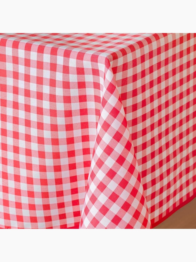 Nappe rectangulaire 150x240 antitache imprimé vichy rouge Rouge - Kiabi