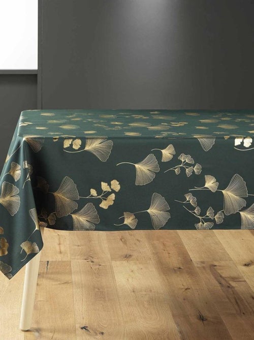Nappe rectangulaire 150x240 cm métallisé Bloomy vert or - Kiabi