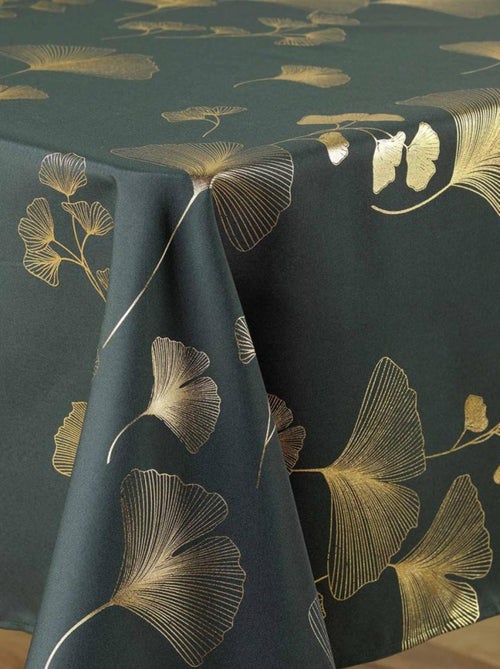 Nappe rectangulaire 150x240 cm métallisé Bloomy vert or - Kiabi